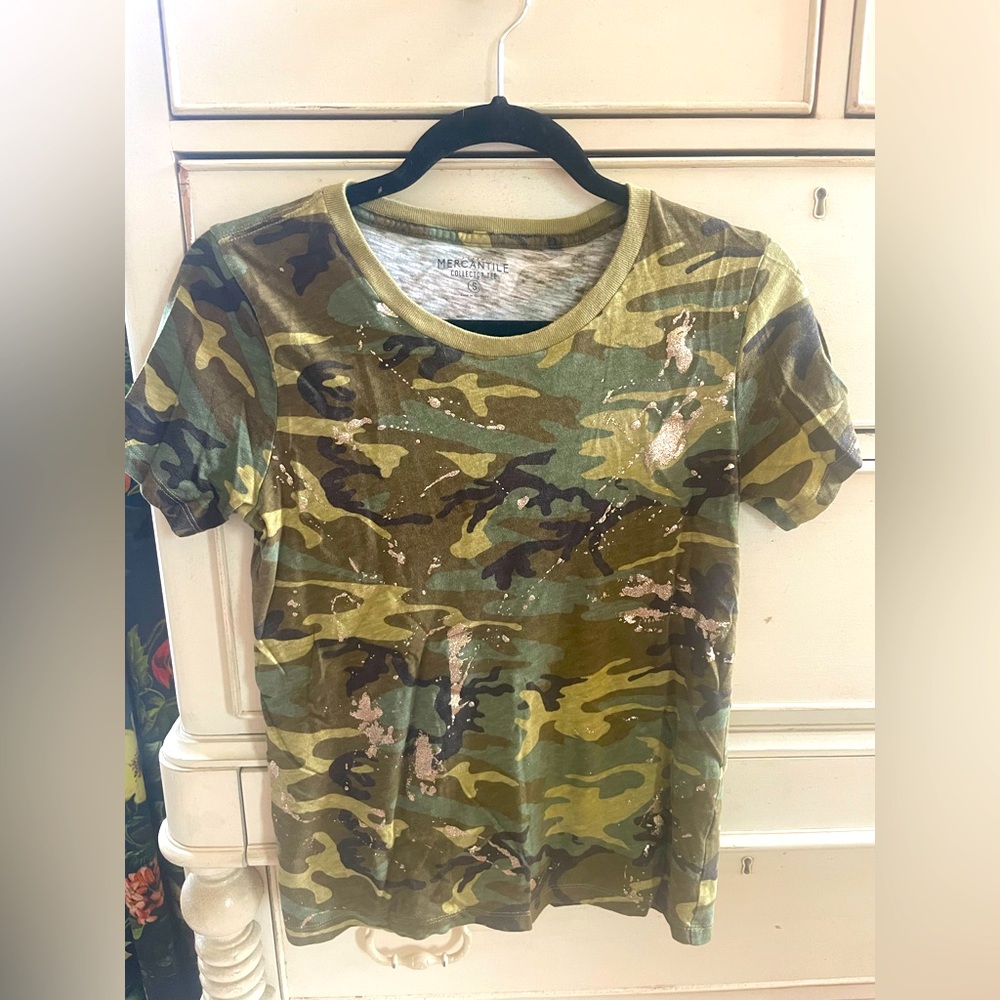 JCrew glitter splashed camo tshirt